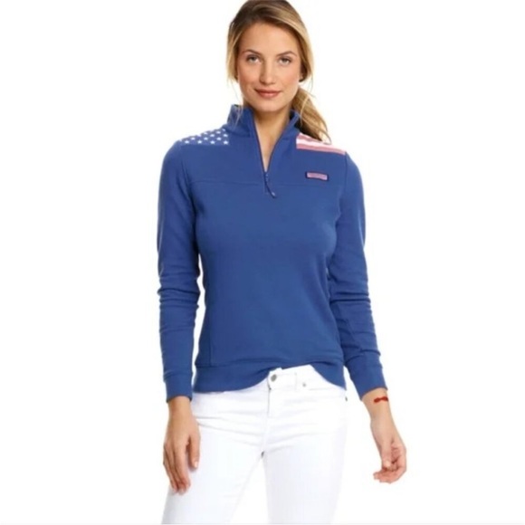 Vineyard Vines Tops - Vineyard Vines 1/4 Zip Flag Shep USA Pullover- women’s size XS- EUC
